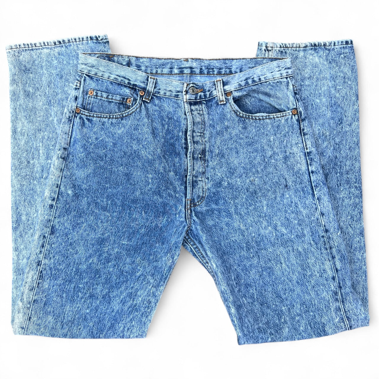 90s Levi’s 501 Acid Wash Blue Jeans Made in USA Button Fly Men’s 36x34