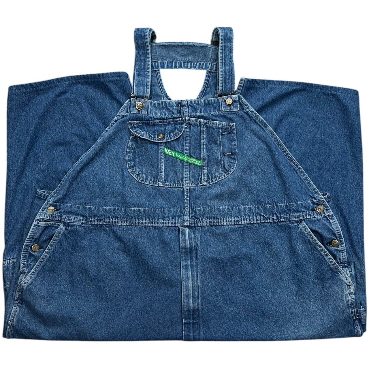 Vintage Key Imperial Blue Denim Bib Carpenter Overalls 60X30