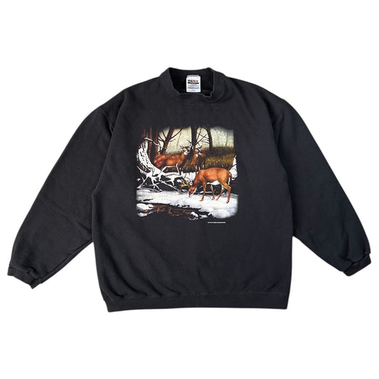 90s Tultex Deer Animal Sweatshirt Hunting Men’s Large