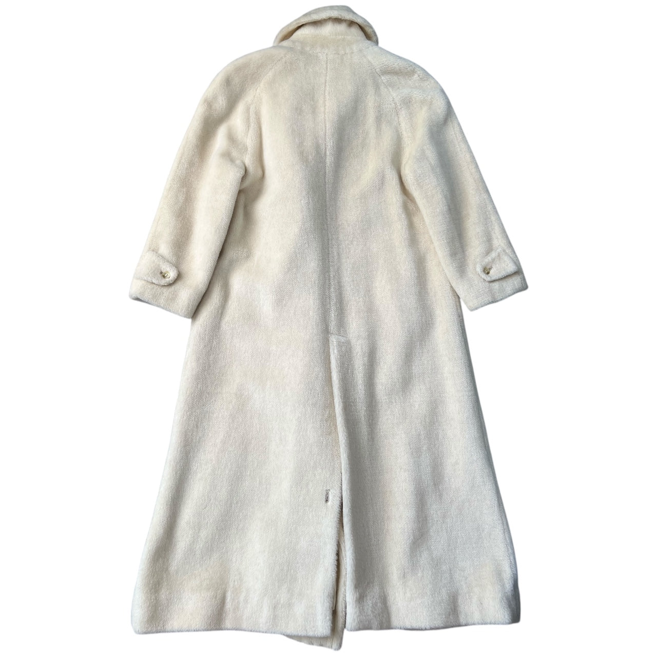 Vintage Invertere Cream 100% Alpaca Pile Trench Coat Satin Lined Women’s XL