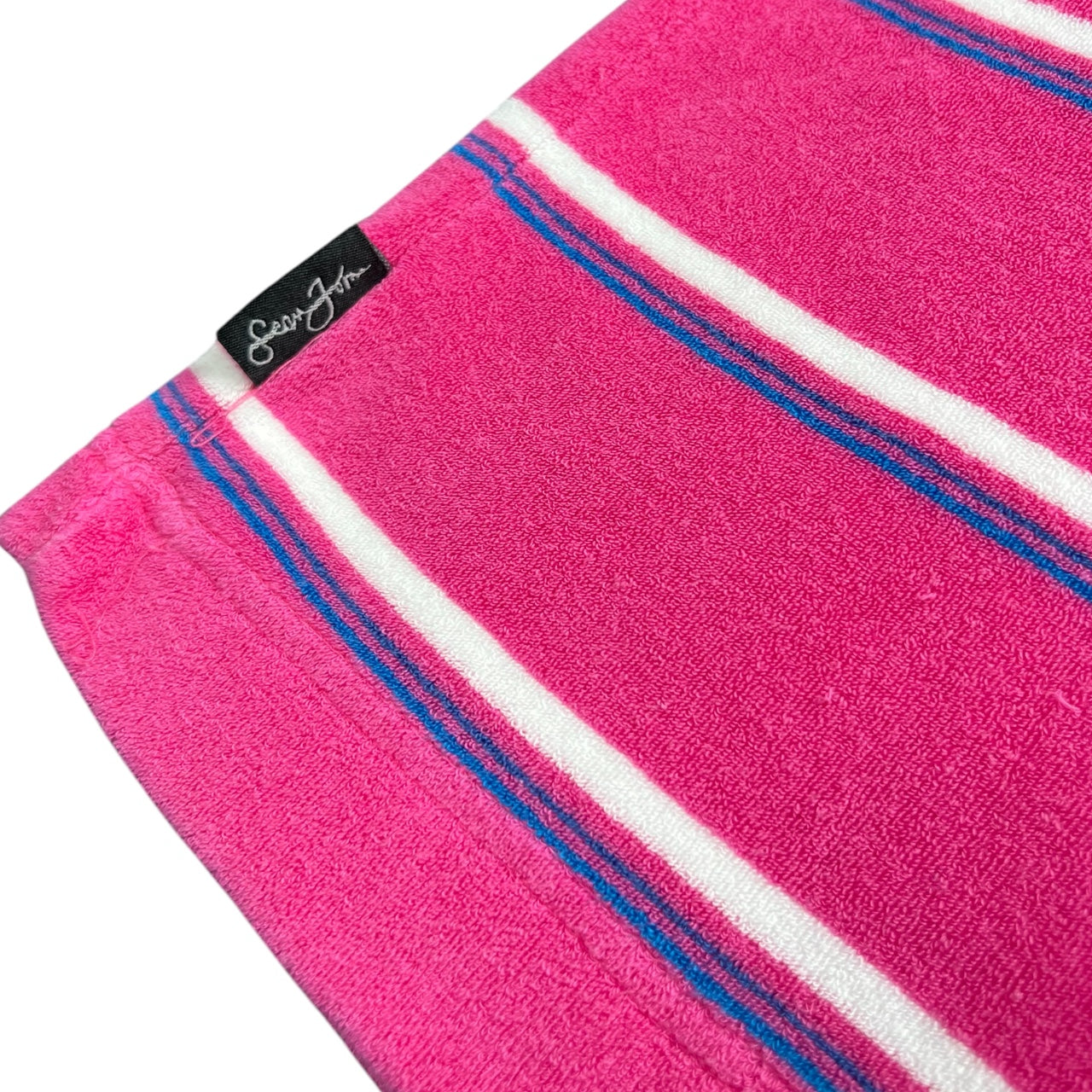 Vintage Y2K Sean John Pink Striped Towel Terry Cloth Baggy Crewneck T-Shirt Embroidered Men’s 3XL