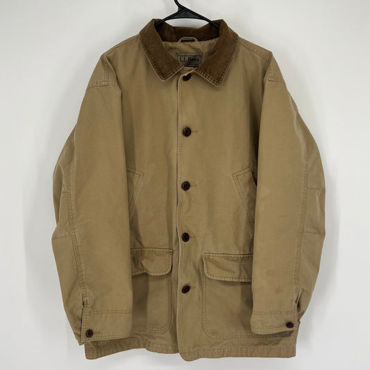 Vintage LL Bean Tan Barn Chore Jacket Men’s Med Reg Corduroy Collar