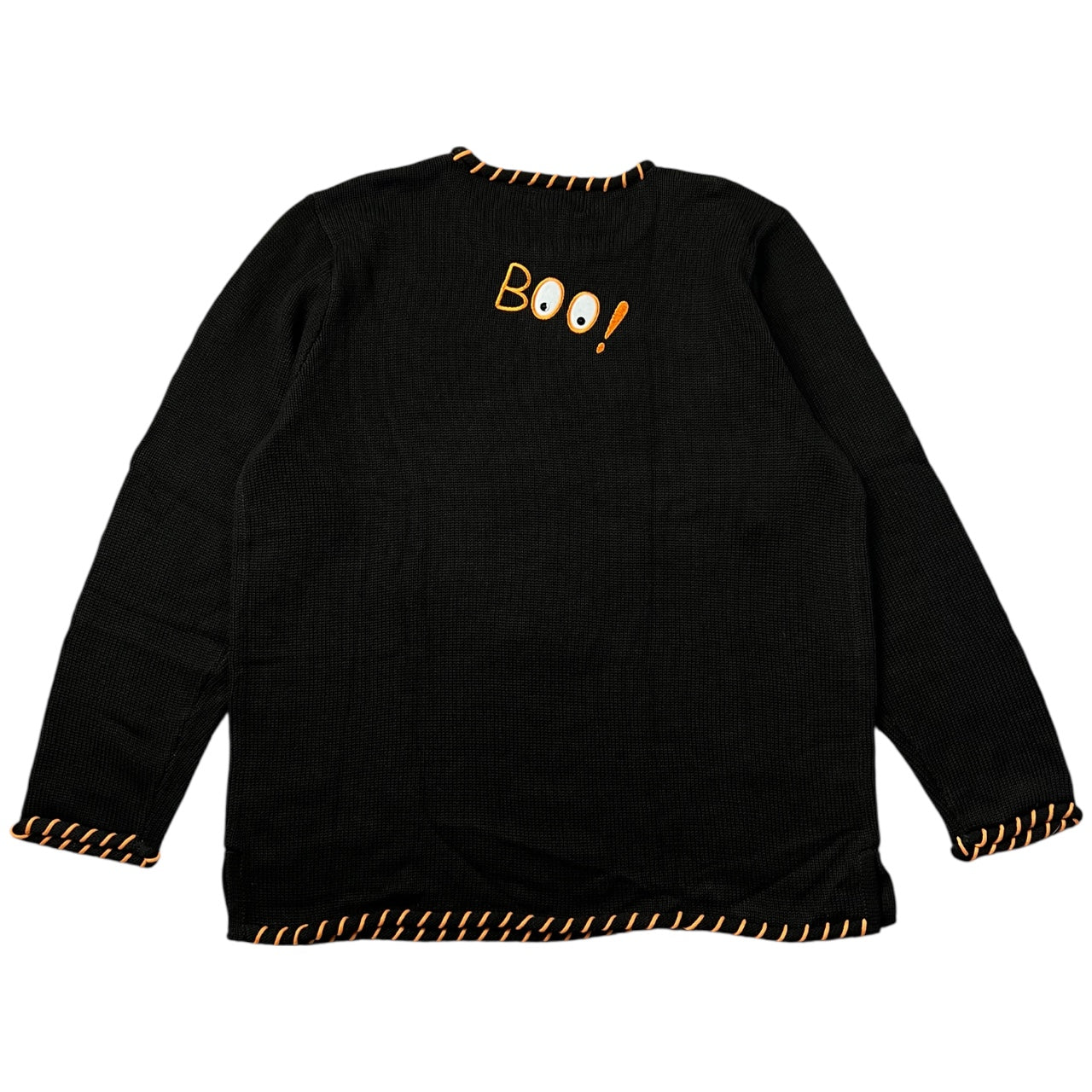 NWT Vintage The Quacker Factory Halloween Ugly Sweater Trick or Treat Ghosts Pumpkin Sequin Women’s Large