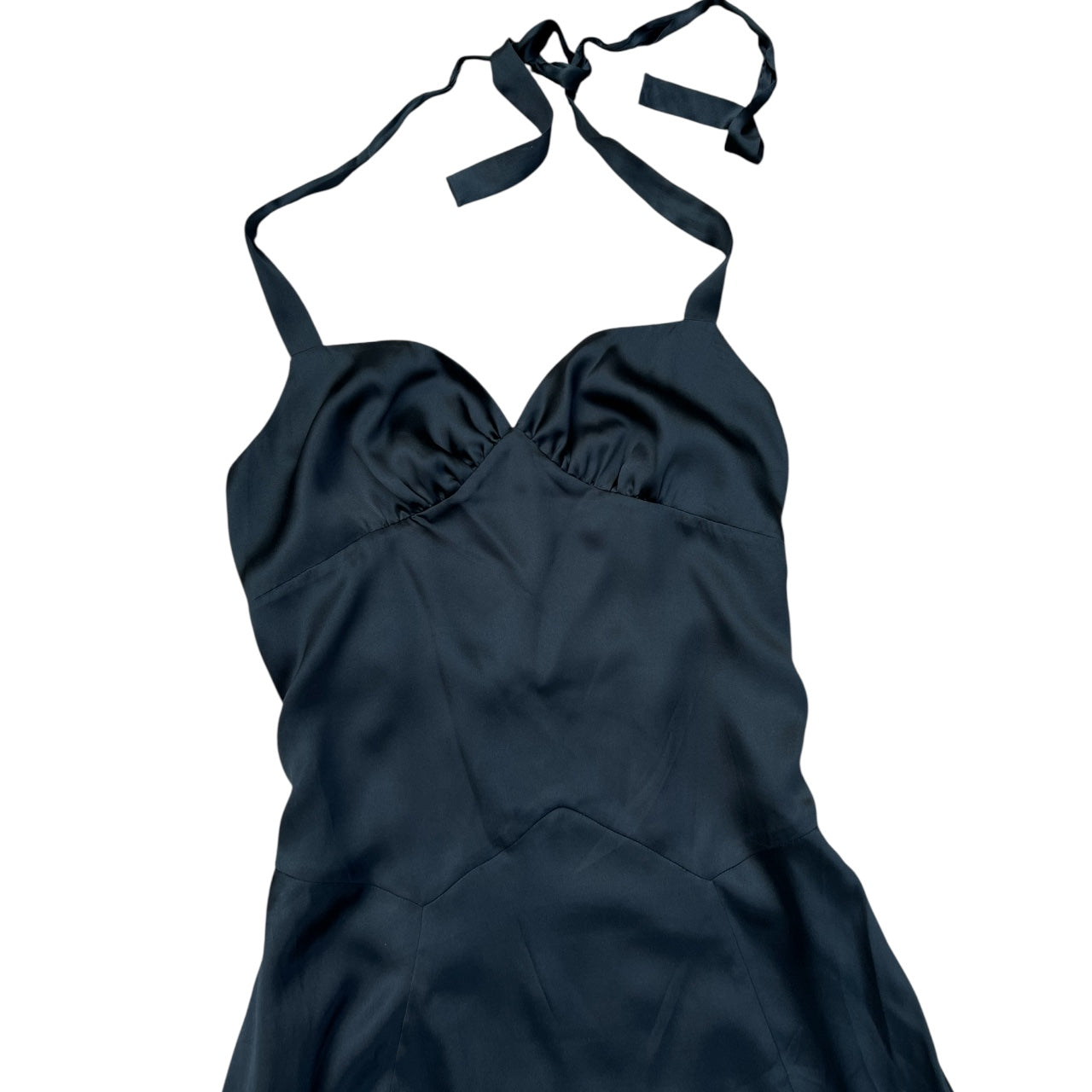 90s Y2K Max and Cleo Black Silk Satin Halter Dress Women’s 8