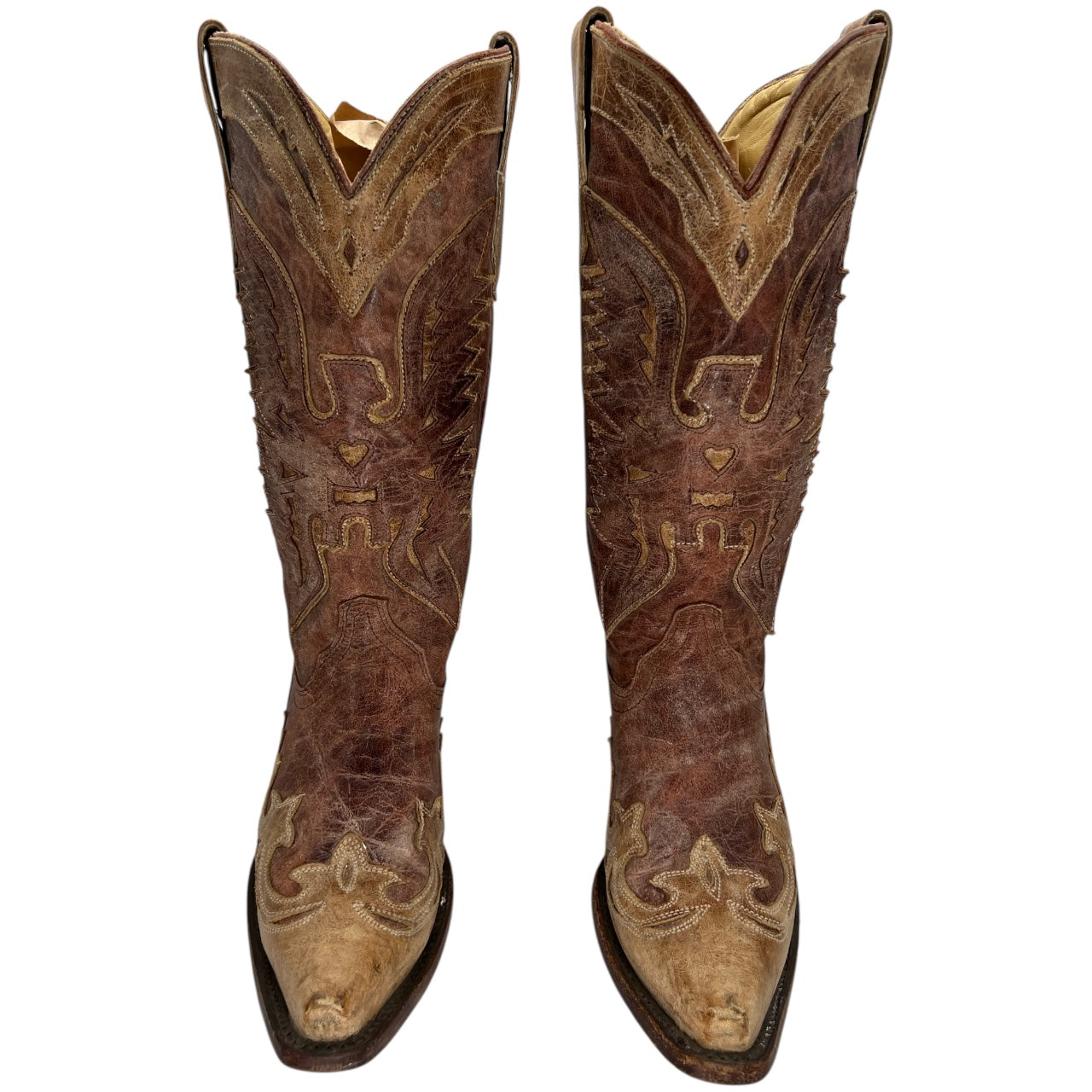 Corral Women’s Crackle Distressed Antique Finish Saddle Cowboy Boots Western Size 8M R2227 Made in Mexico