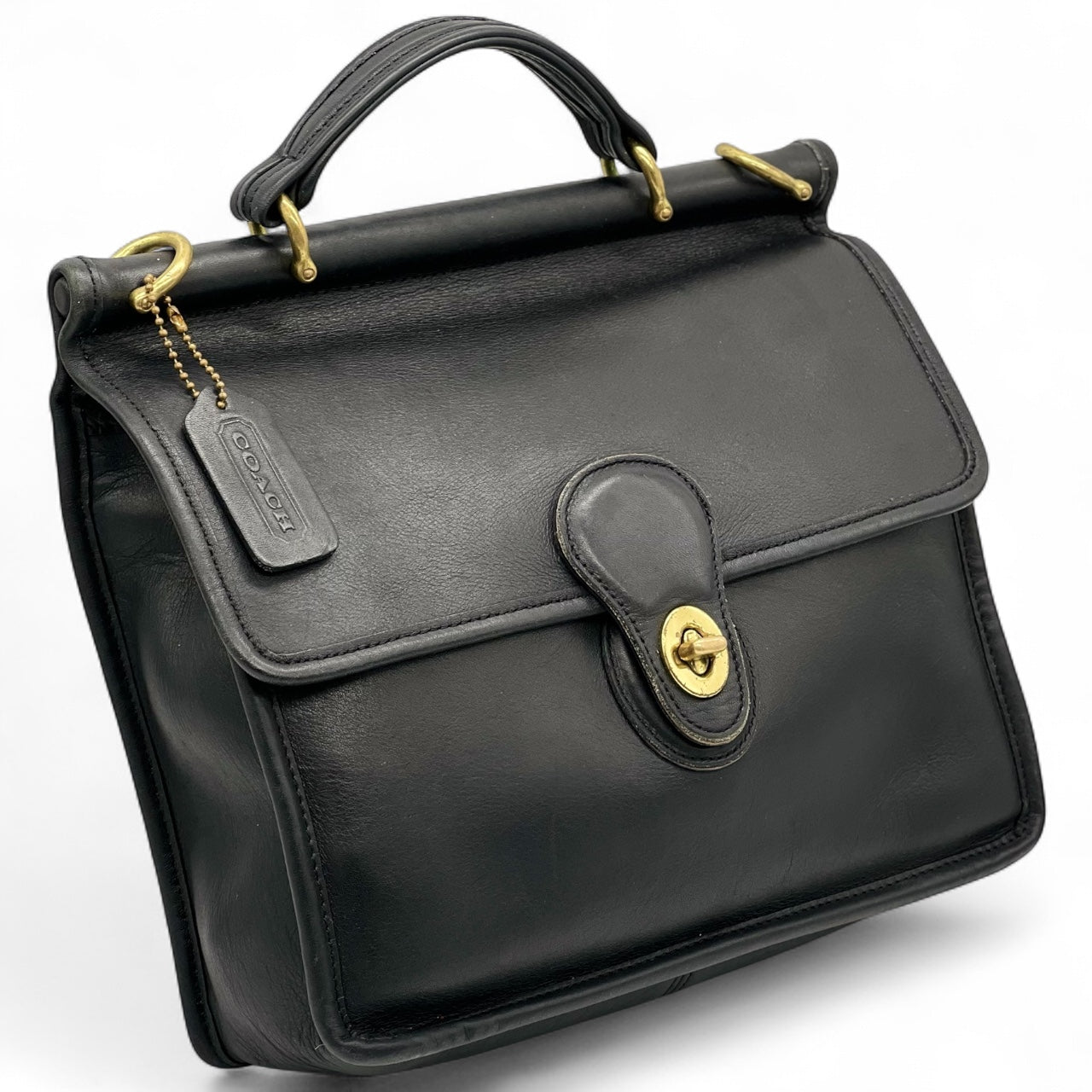 Vintage Coach Willis Bag 9927 Black Leather Top Handle Bag Made in Costa Rica No Strap