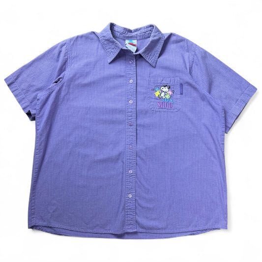 90s Peanuts Snoopy Lavender Gingham Born to Shop Embroidered Button Up Women’s 18/20W