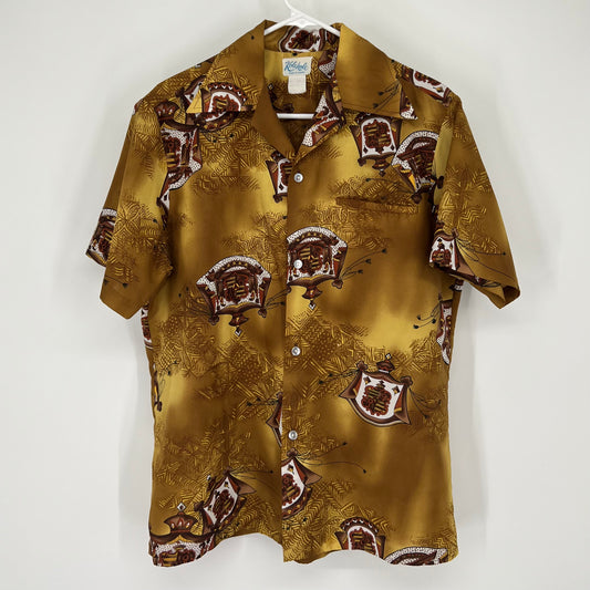 Vintage 1970s Kole Kole Coat of Arms Hawaiian Aloha Casual Shirt Men’s XL Made in Hawaii USA