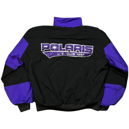 Vintage 1997 Polaris Racing Snowmobiling Coat Purple Striped Mens XL