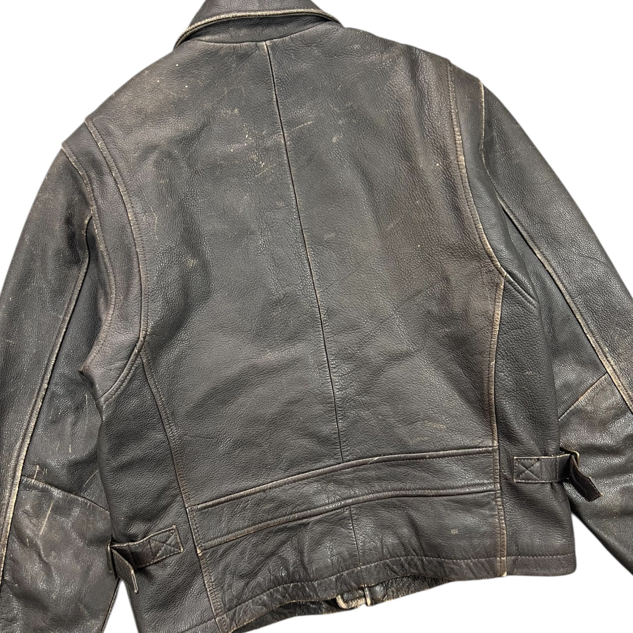 Vintage Wilson’s Leather Distressed Brown Leather Biker Moto Jacket Men’s Small Quilted Lining