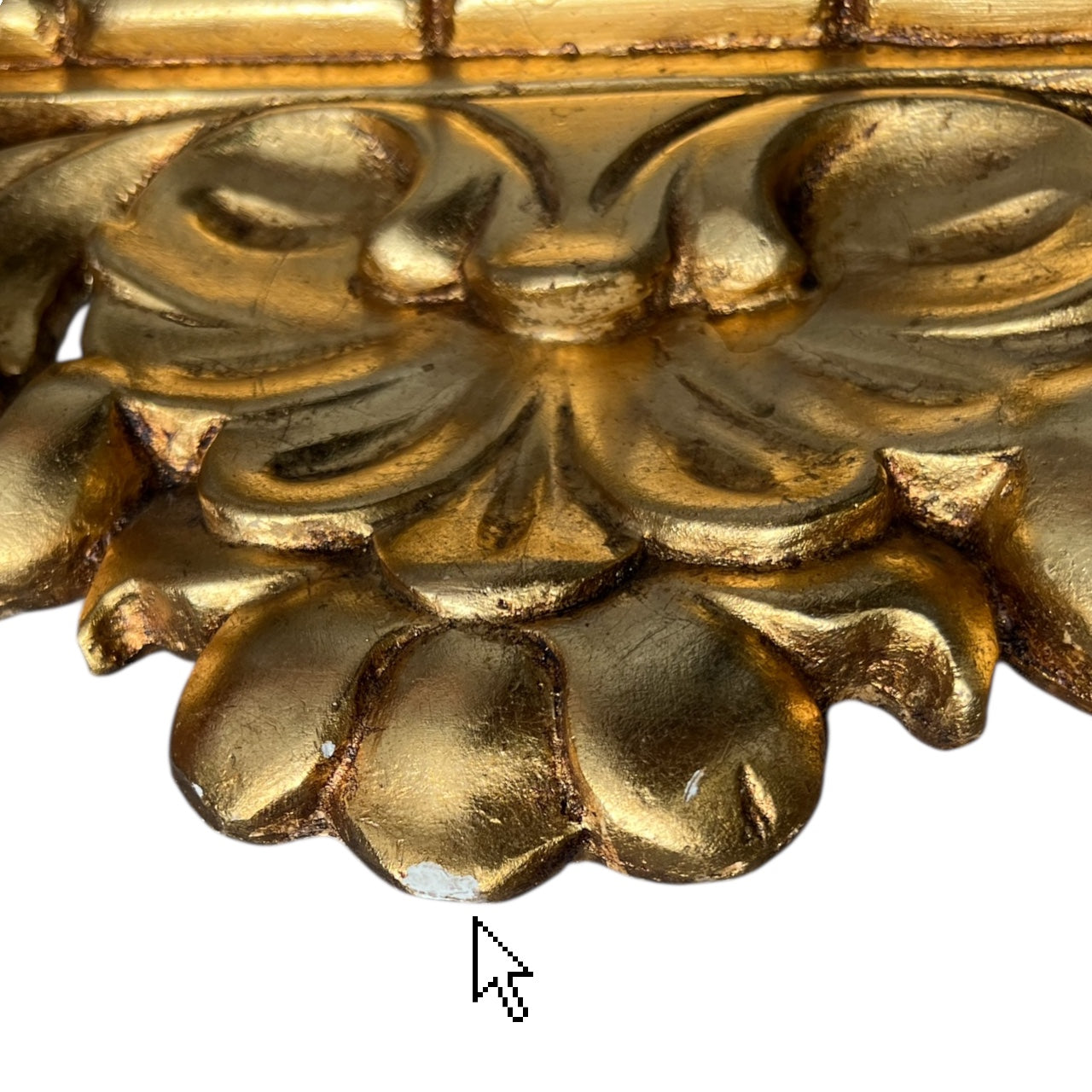 Vintage Baroque / Rococo Gilded Wall Mirror Handmade in Spain Ceramic 30”x21.5”