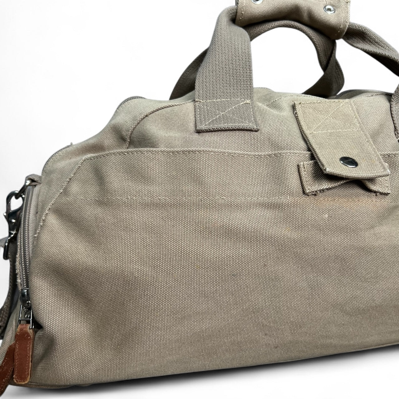 Vintage Eddie Bauer Canvas Duffle Bag Military Style Crossbody Strap
