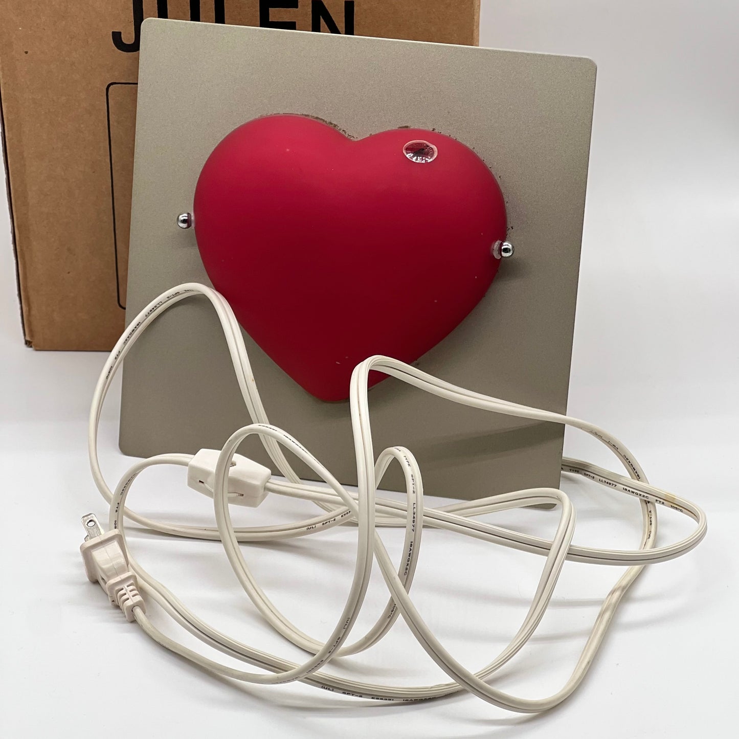 Vintage 1995 IKEA Julen Red Heart Wall Lamp Metal Plate