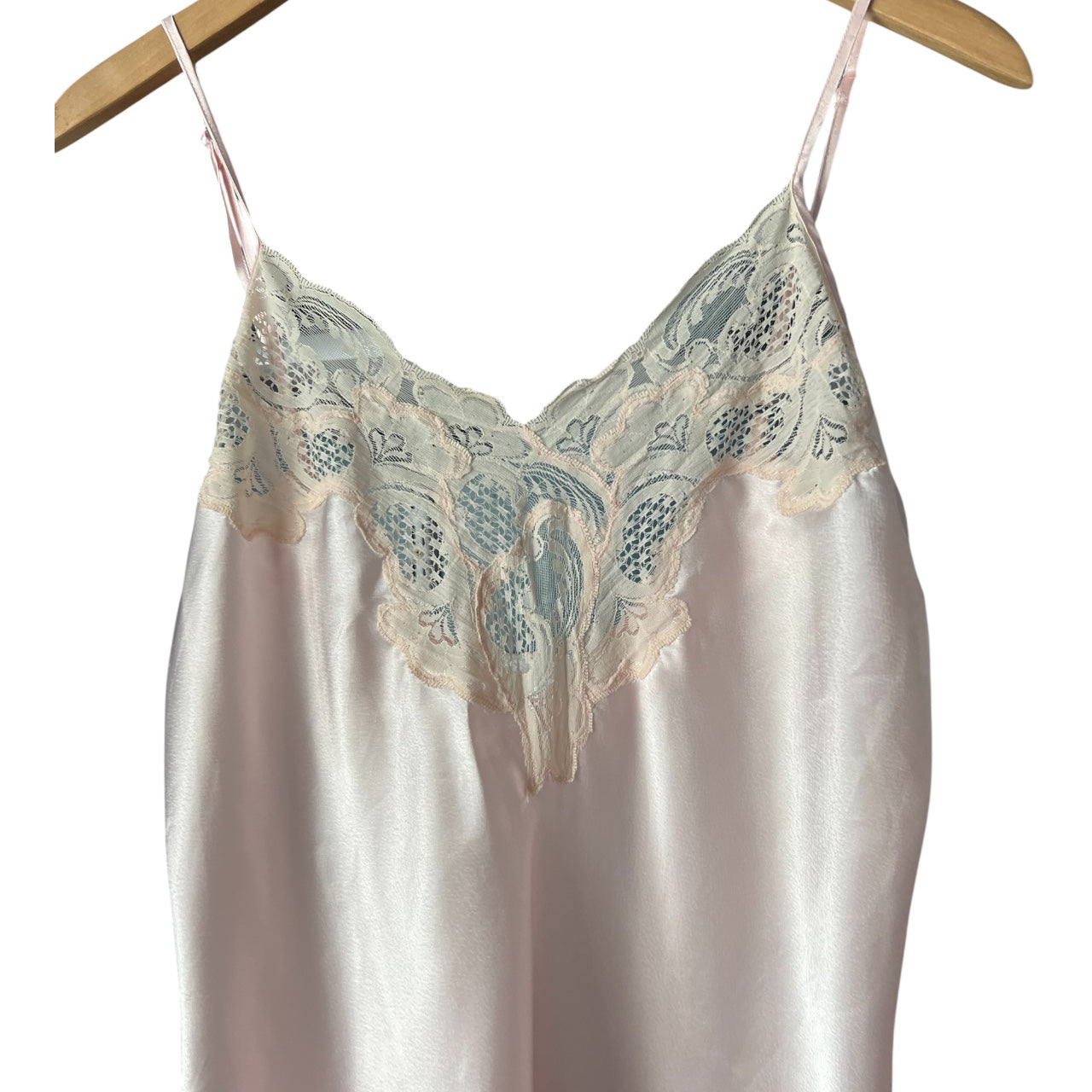 90s Victoria Secret Gold Label Baby Pink Satin Lace Slip Dress Women’s Med