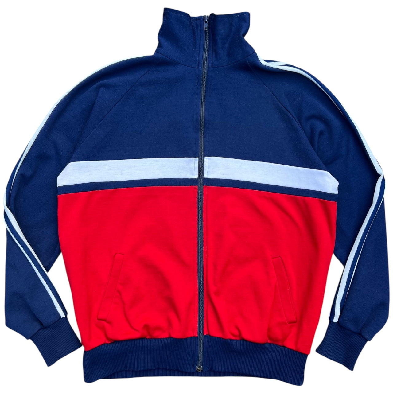 70s Sports Network Striped Zip Up Track Jacket Warm Up Jacket