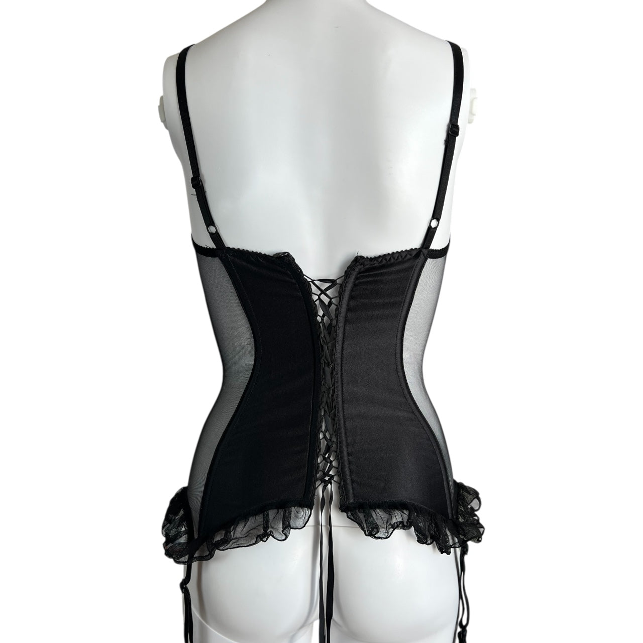 90s Victoria’s Secret Sheer Black Floral Lace Bustier Corset Women’s 34C Goth
