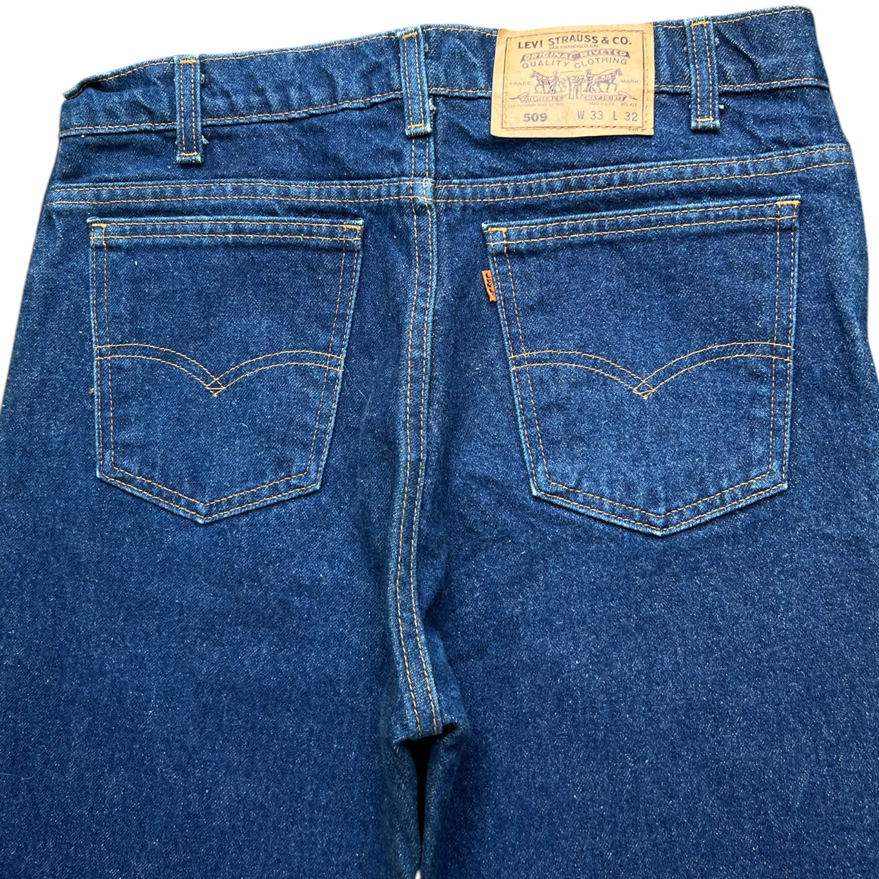 Vintage 90s Levi’s 509 Orange Tab Straight Leg 33x32 Blue Denim Made in USA