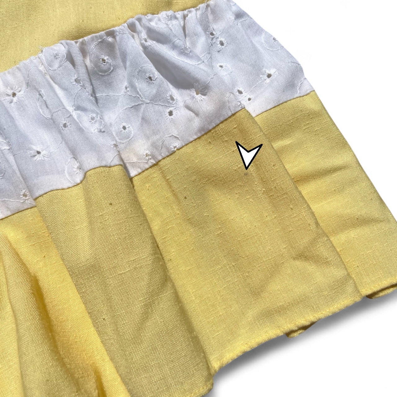 70s Handmade Yellow Eyelet Prairie Dress Midi Waist Tie Women’s M/L Made in USA