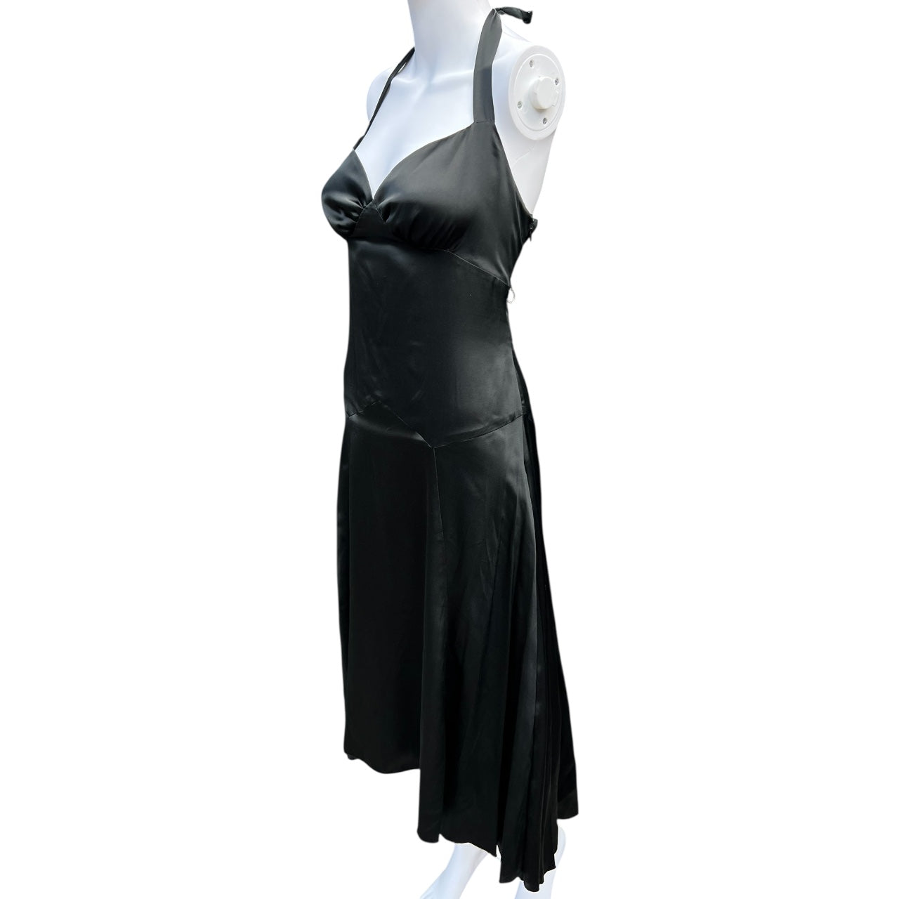 90s Y2K Max and Cleo Black Silk Satin Halter Dress Women’s 8