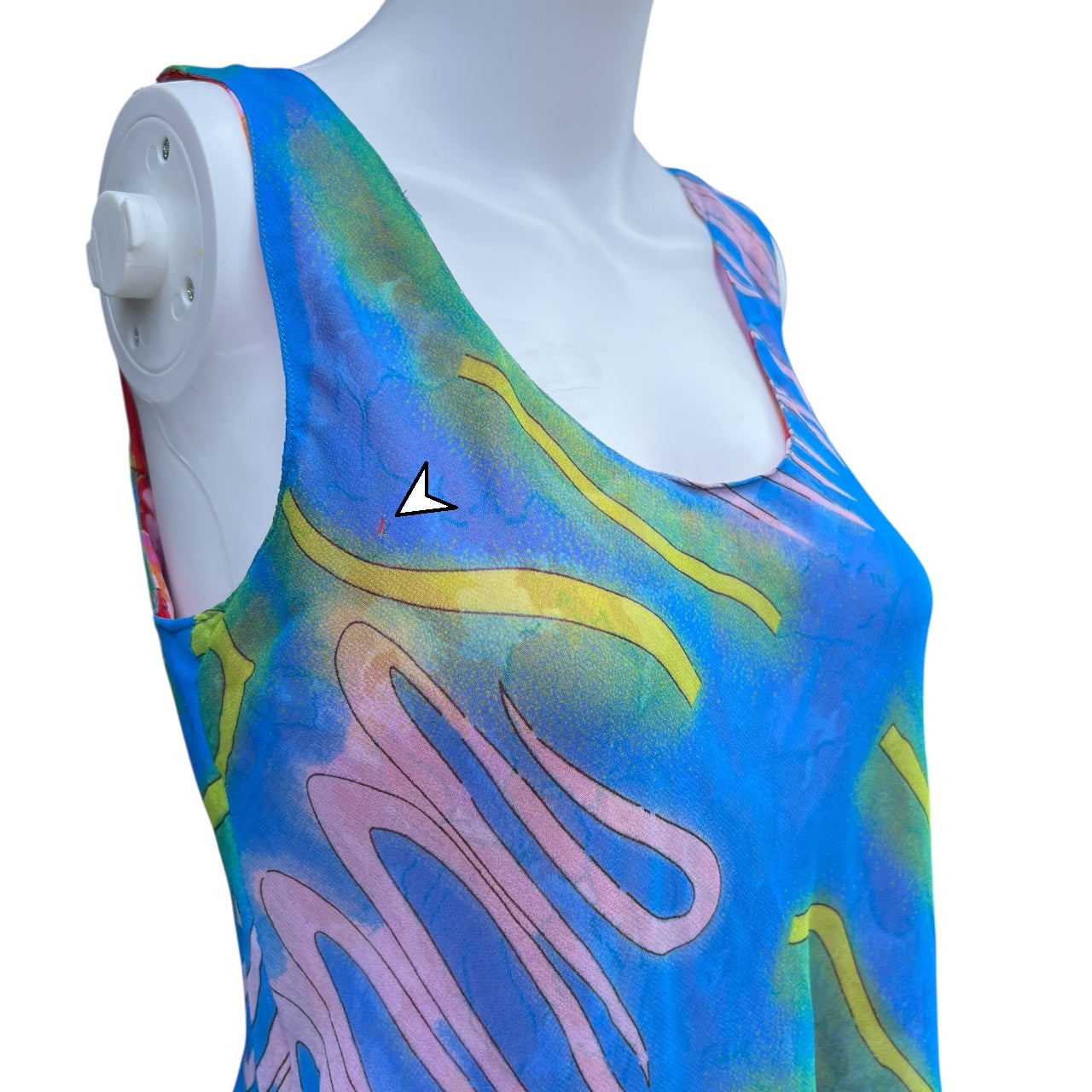 Vintage Reversible 2 Pc. Chiffon Tank Top Skirt Set Abstract Floral Print Women’s S/M