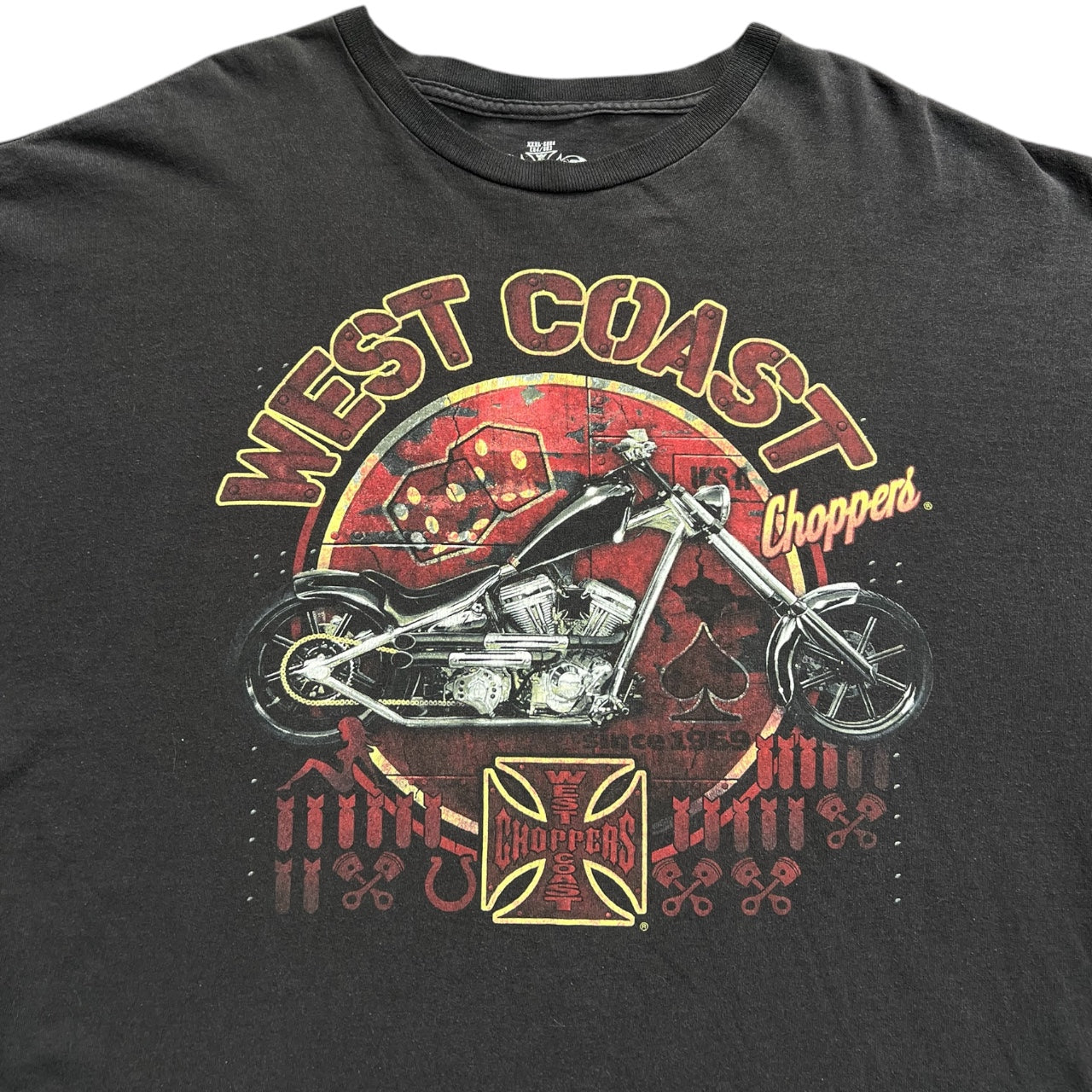 Vintage West Coast Choppers Motorcycle Biker Black Crewneck Graphic Tee Men’s 3XL