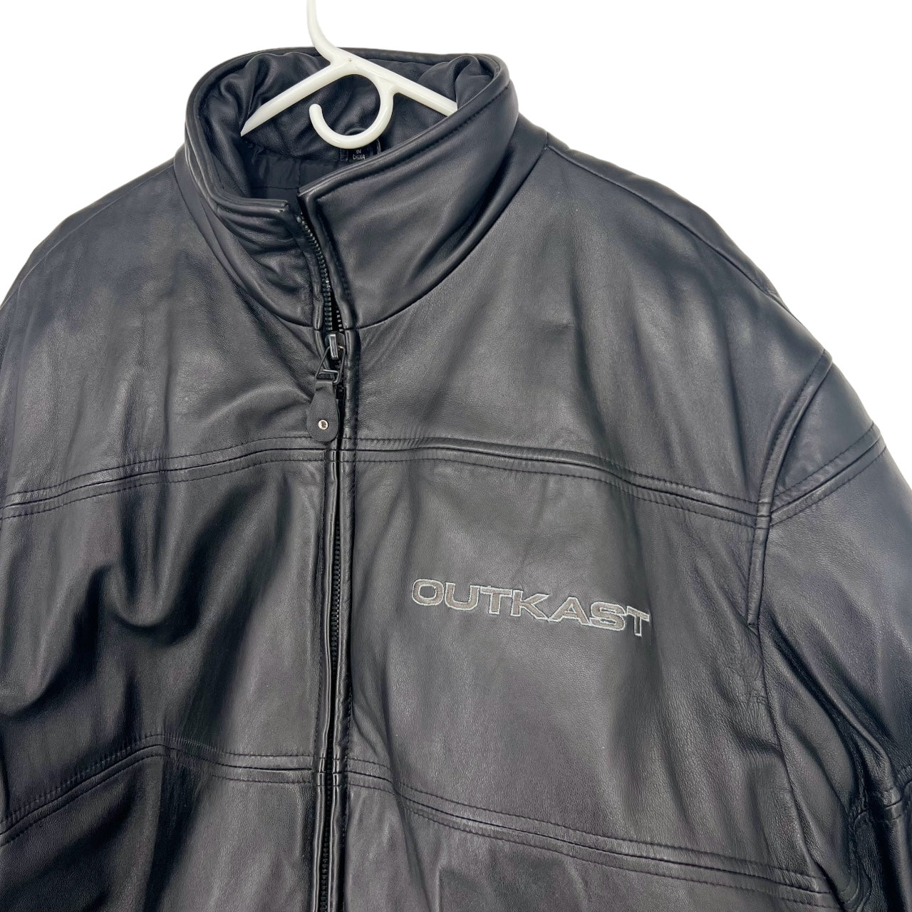 Vintage Outkast Black Leather Puffer Jacket Men’s XXL