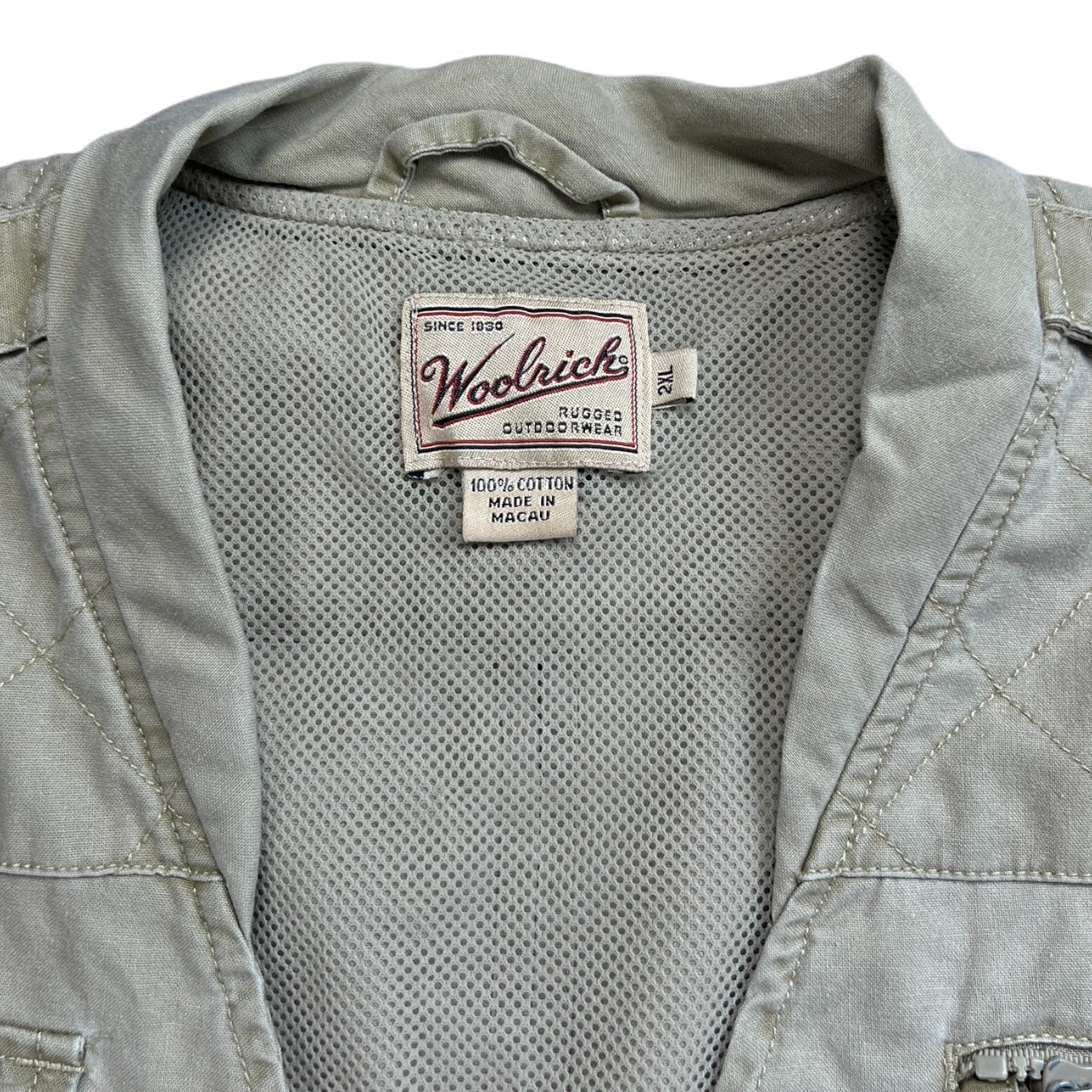 Vintage Woolrich Safari Vest Men’s 2XL Hunting Fishing Photography Khaki Zip Up Cargo