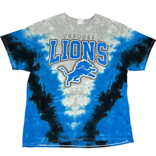 NFL Team Apparel Detroit Lions Blue Tie Dye Graphic Tee Mens XL