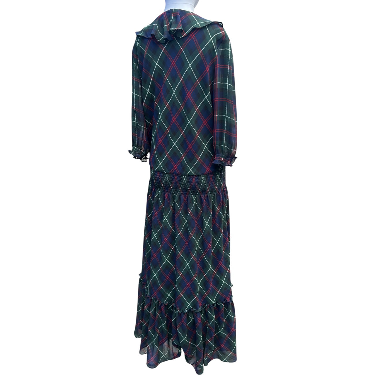 Lauren Ralph Lauren Plaid Georgette Ruffle Midi Dress Women’s 14