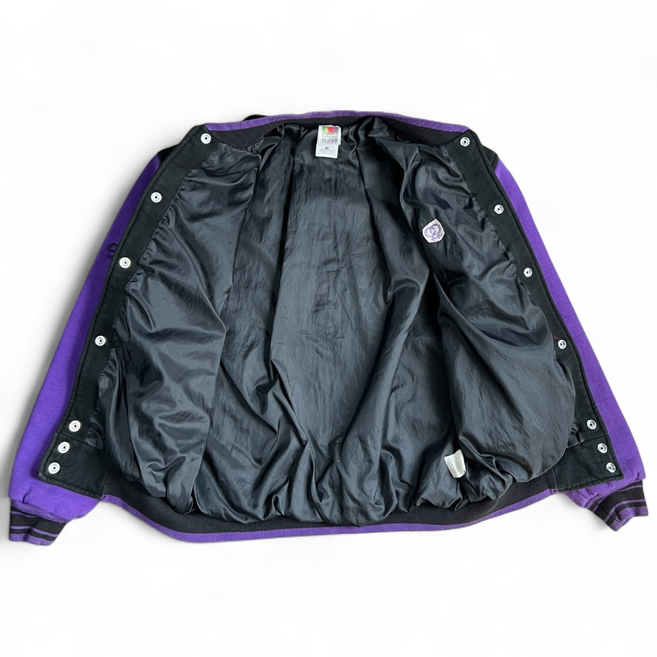 Vintage Fruit of the Loom Super Cotton Purple Lesbian Varsity Bomber Jacket Embroidered Women’s Large Venus Symbol