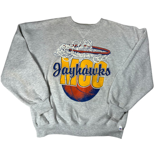 Vintage Russell Athletics MCC Jayhawks Basketball Gray Sweatshirt Men’s 2XL Made in USA