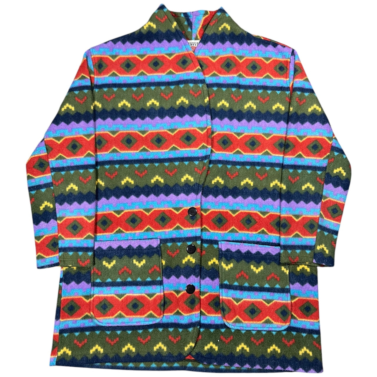 Vintage 90s Rock Creek Casuals Aztec Print Southwestern Blanket Fleece Jacket Womens 20W XXL