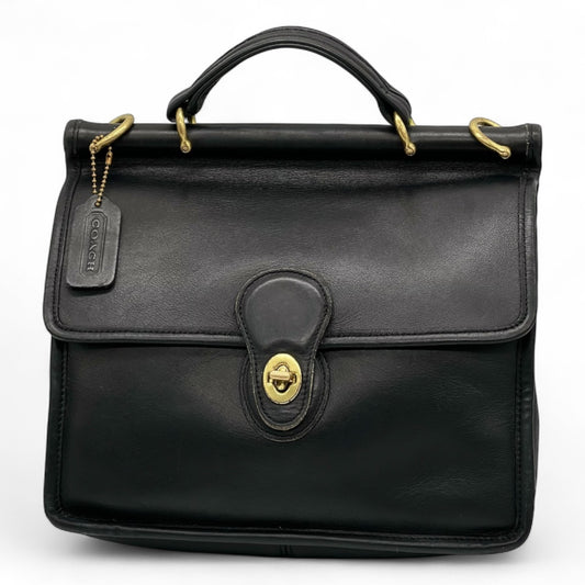 Vintage Coach Willis Bag 9927 Black Leather Top Handle Bag Made in Costa Rica No Strap