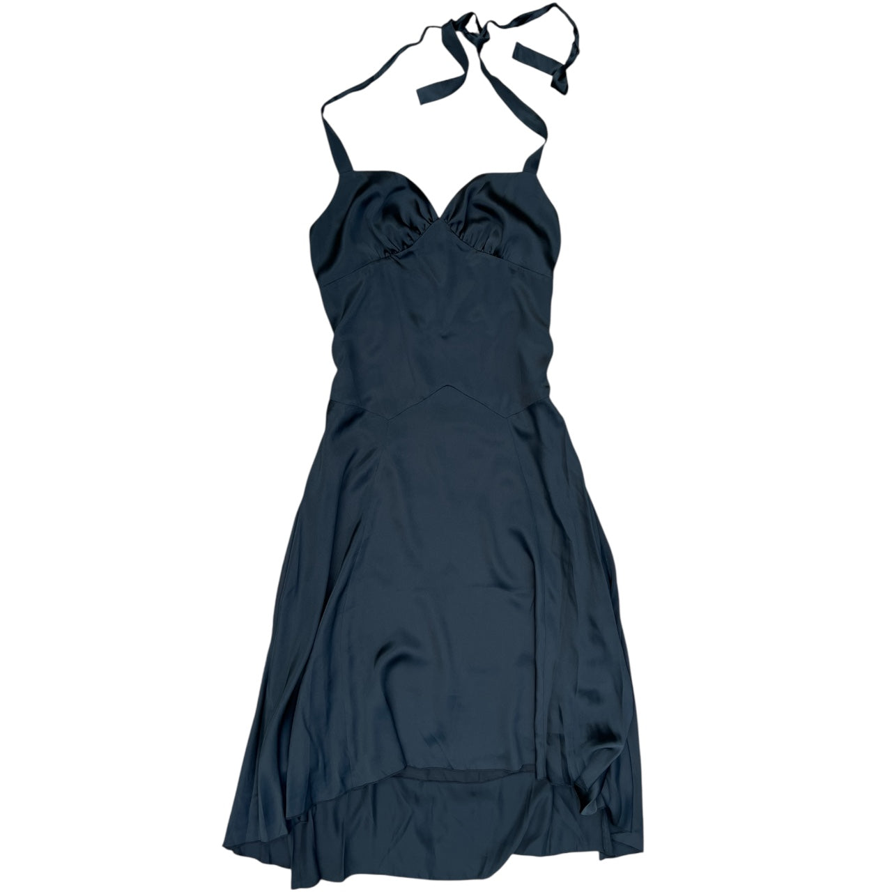 90s Y2K Max and Cleo Black Silk Satin Halter Dress Women’s 8