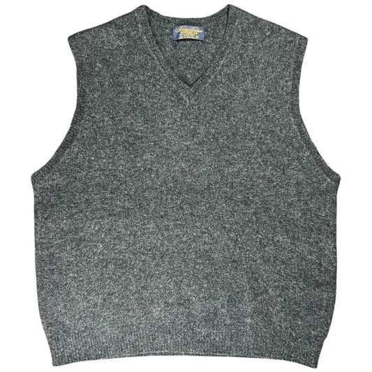 Vintage Brooks Brothers Gray 100% Lambswool Sweater Vest Mens Large