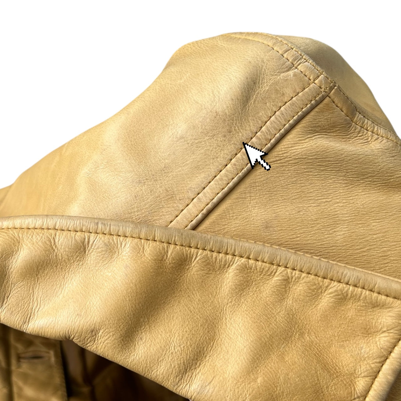 90s Y2K Gap Biege Leather Trucker Jacket Women’s Medium