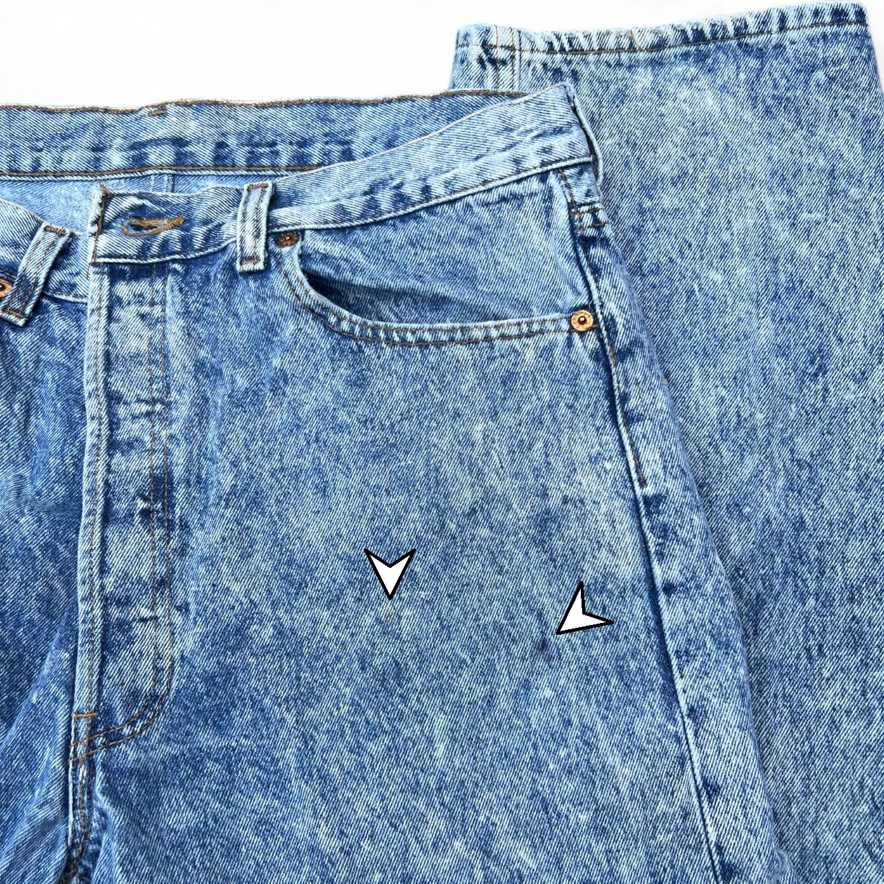 90s Levi’s 501 Acid Wash Blue Jeans Made in USA Button Fly Men’s 36x34