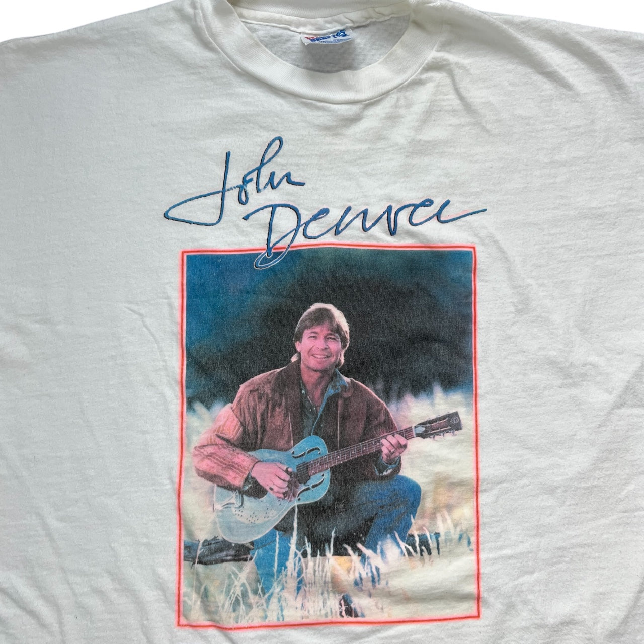 Vintage 90s John Denver White Crewneck Graphic T-Shirt Men’s XL Hanes Beefy Tee