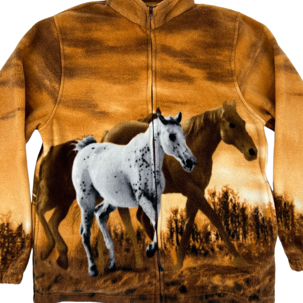 Trail Crest Wild Horses Equestrian Western Full Zip Fleece Jacket M