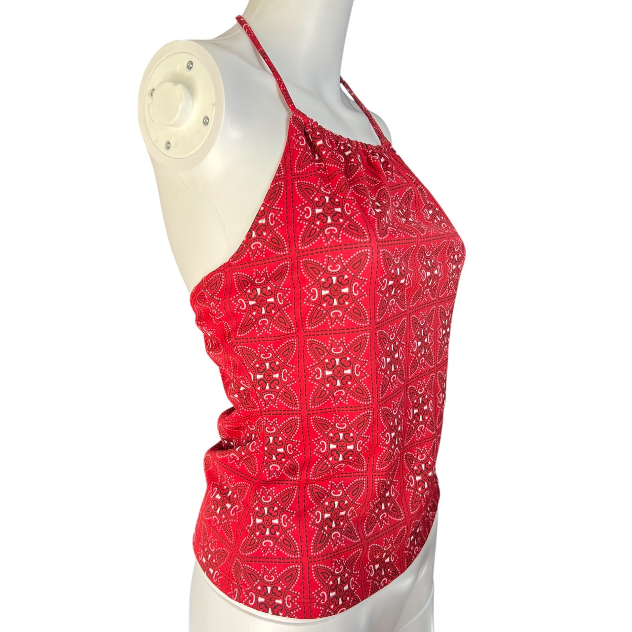 90s Y2K ENT Entrancy Red Bandana Print Halter Top Women’s Med Made in USA