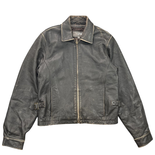 Vintage Wilson’s Leather Distressed Brown Leather Biker Moto Jacket Men’s Small Quilted Lining