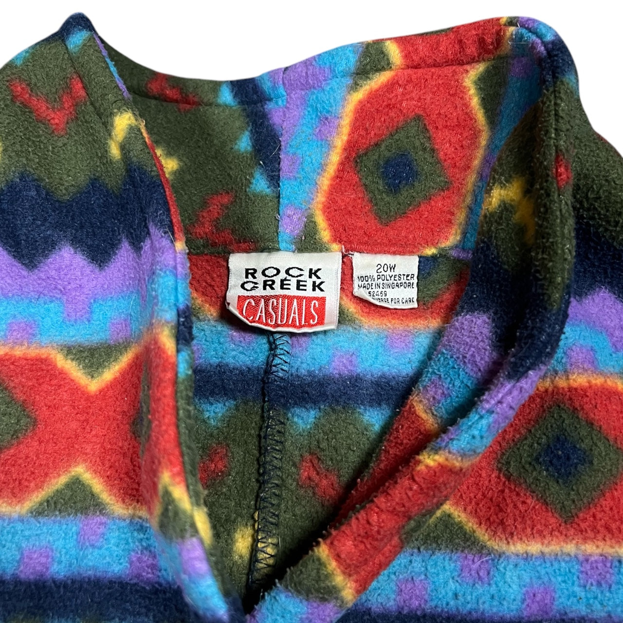 Vintage 90s Rock Creek Casuals Aztec Print Southwestern Blanket Fleece Jacket Womens 20W XXL