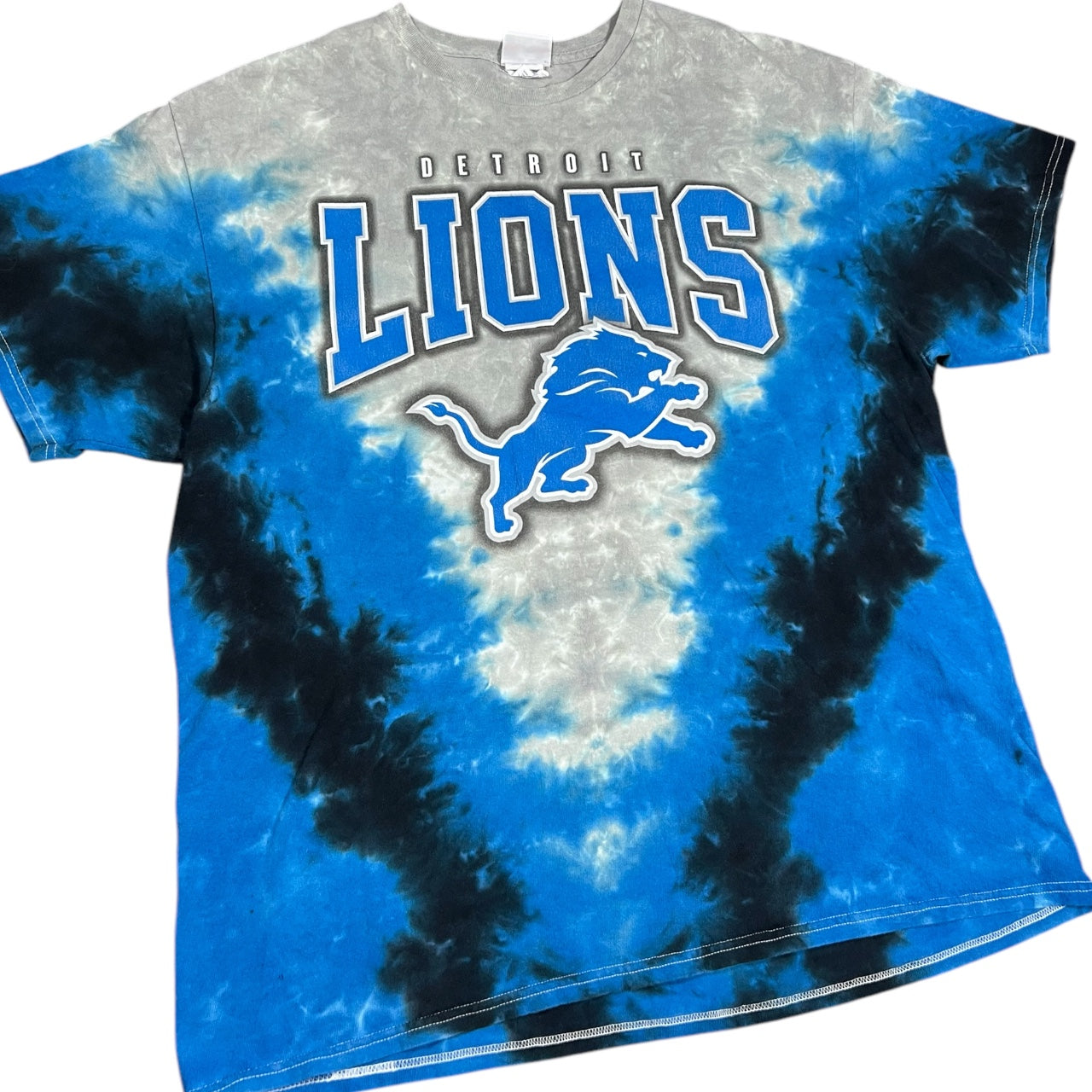 NFL Team Apparel Detroit Lions Blue Tie Dye Graphic Tee Mens XL