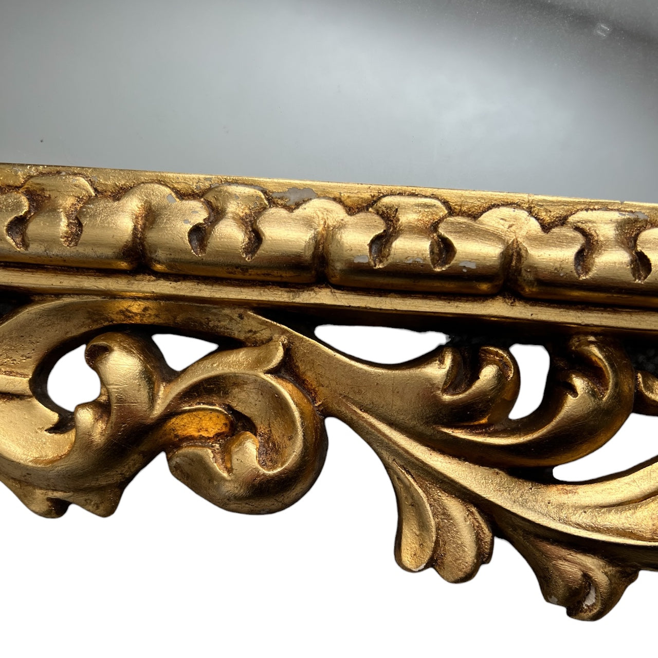 Vintage Baroque / Rococo Gilded Wall Mirror Handmade in Spain Ceramic 30”x21.5”