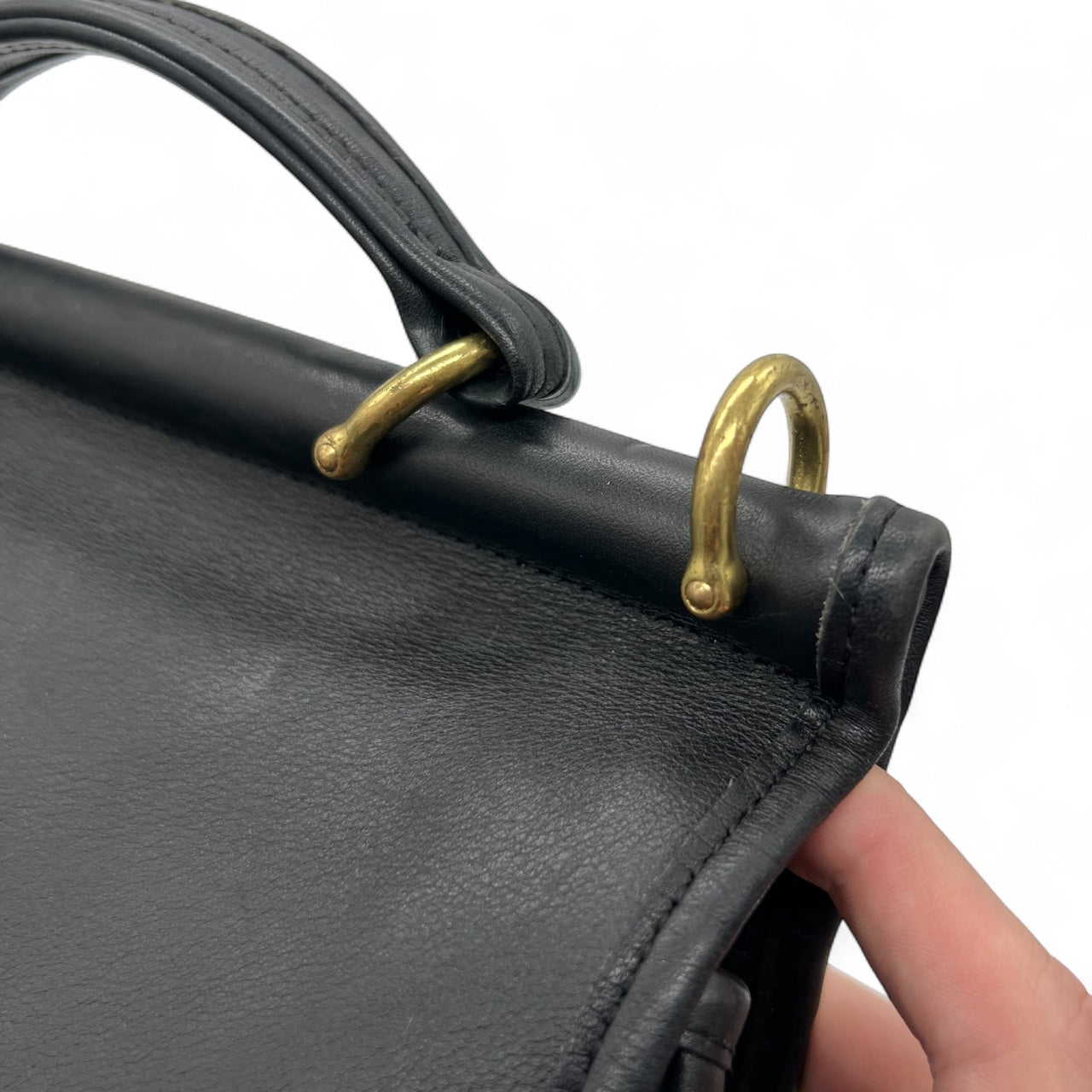 Vintage Coach Willis Bag 9927 Black Leather Top Handle Bag Made in Costa Rica No Strap