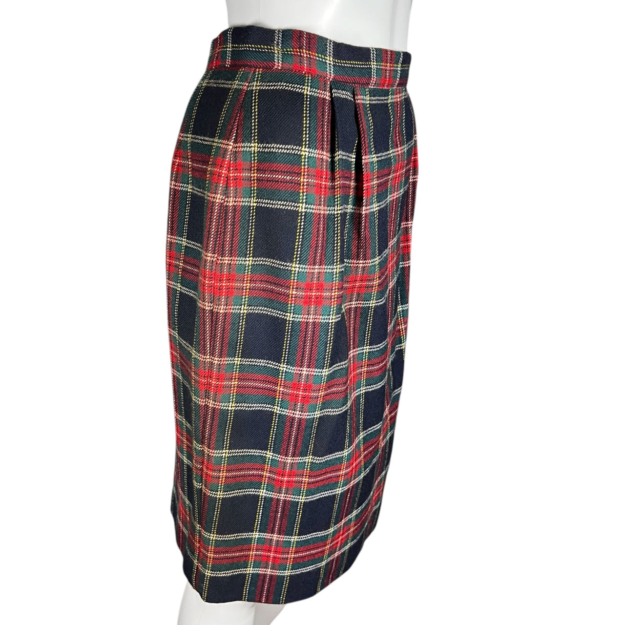 Vintage Charter Club Petites High Waisted Plaid Tartan Schoolgirl Skirt Pleated Wool Size 6