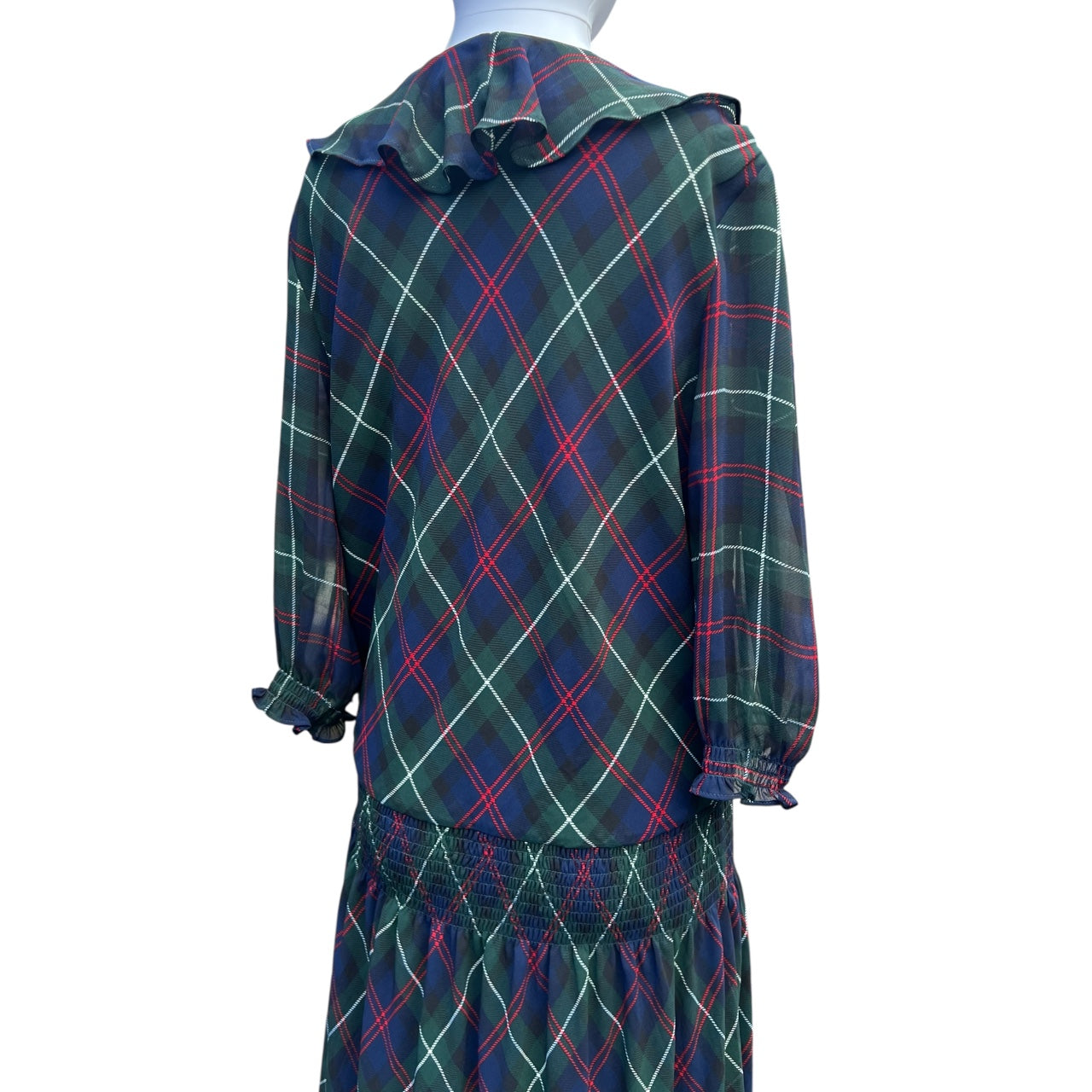 Lauren Ralph Lauren Plaid Georgette Ruffle Midi Dress Women’s 14