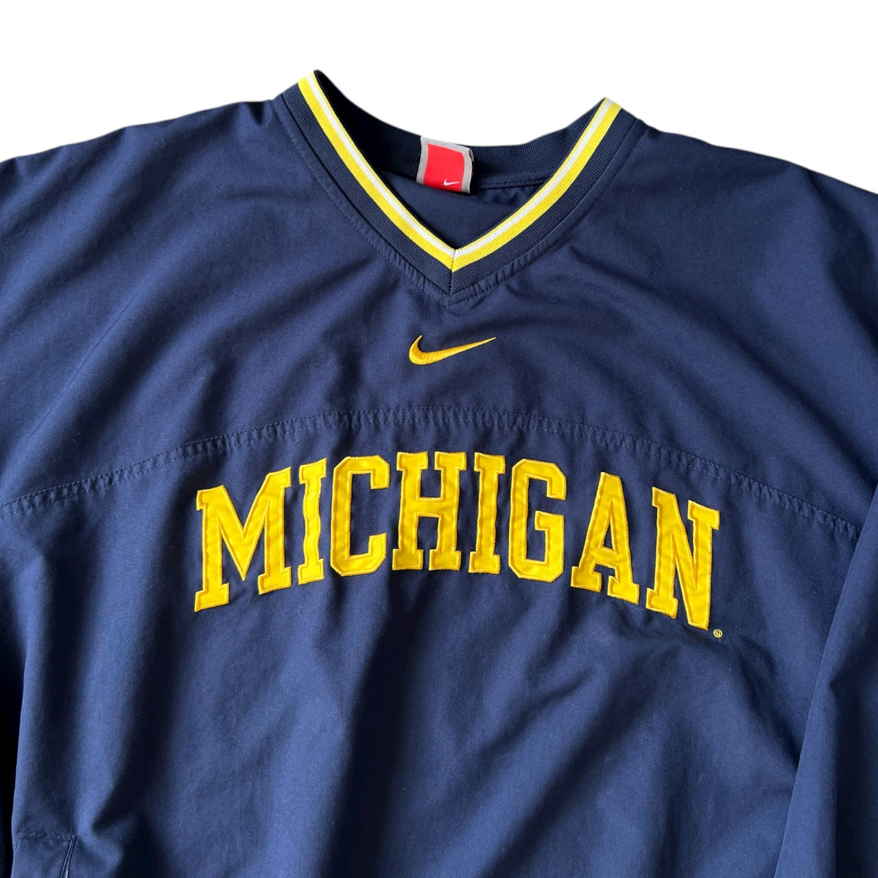 Y2K Nike Teams University of Michigan Wolverines Pullover Windbreaker Center Swoosh Men’s XL Side Zipper