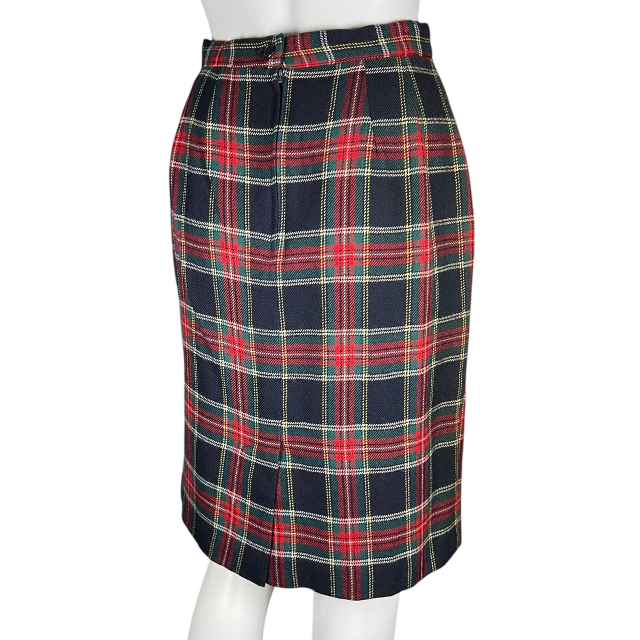 Vintage Charter Club Petites High Waisted Plaid Tartan Schoolgirl Skirt Pleated Wool Size 6