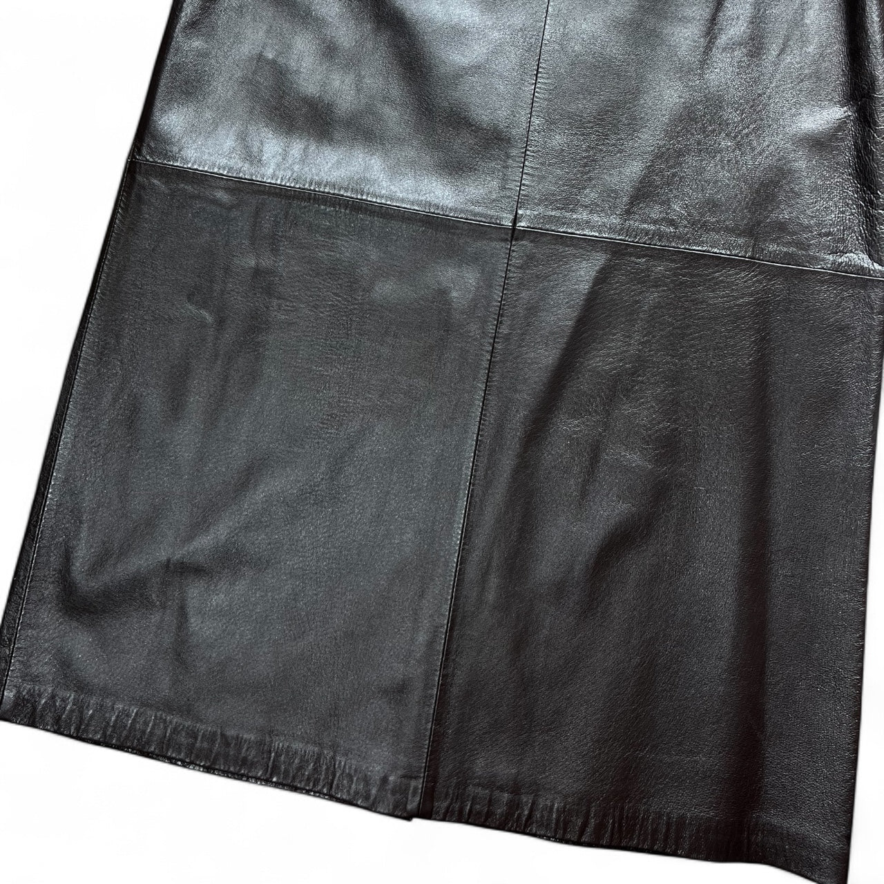 90s Lew Magram Dark Brown Leather Maxi Skirt Paneled Women’s 14